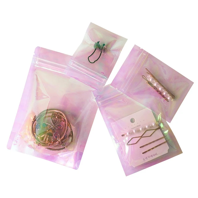 10Pcs Mini Ziplock Bags Plastic Pink Lazer Bag Jewelry Storage Bags  Reusable Self Seal Bags For Gift Packaging - AliExpress