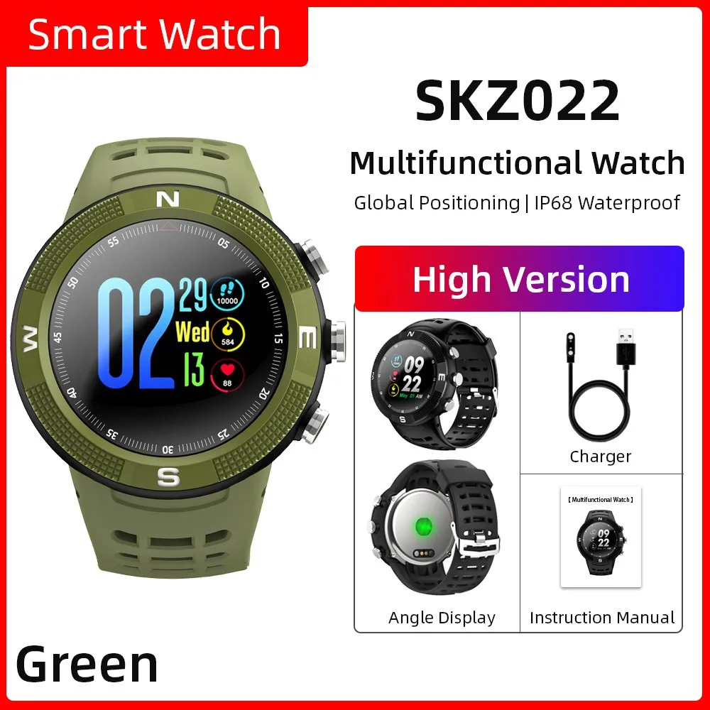 Green F18 Смарт часы Открытый gps сенсорный Bluetooth браслет долгого ожидания компас 3D экран для бега браслет Спорт Монитор Сердечного Ритма - Цвет: Green