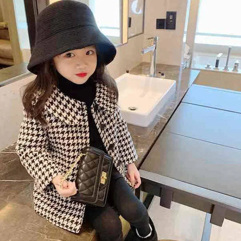 Autumn And Winter Children's Korean Lapel Fashion Overcoat for Girls girls winter coat girls outerwear