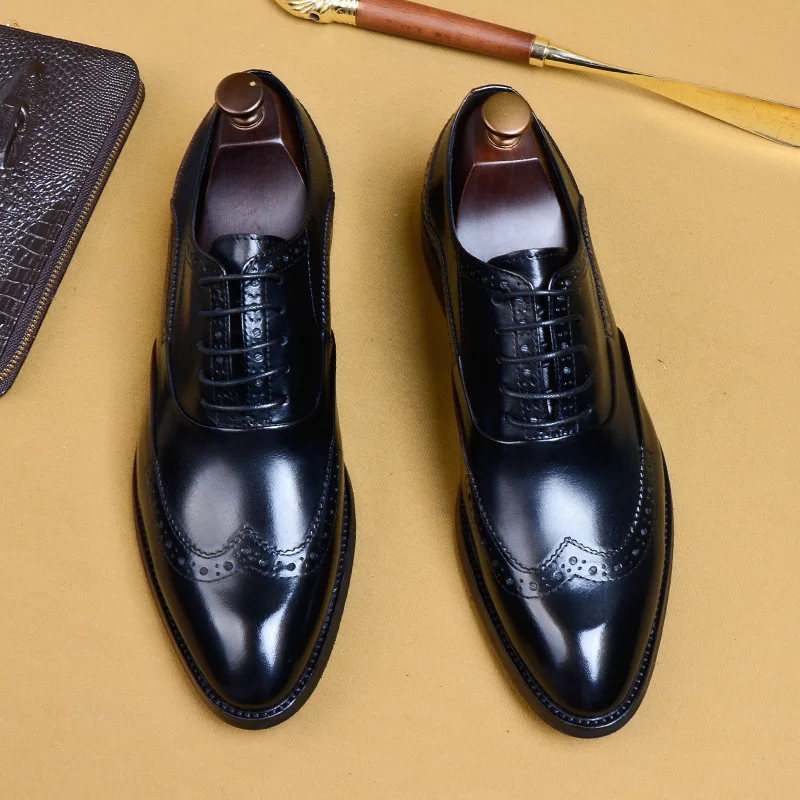 Mens Brogue Shoes Full Grain Leather Retro Italian Design Handmade Wedding