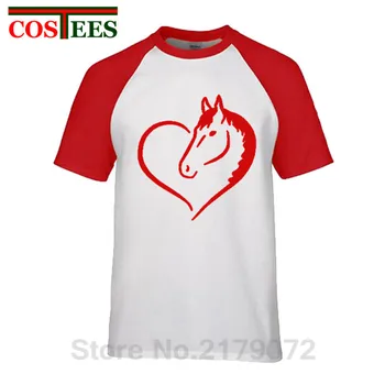 

Love Heart Horse Printed T shirt men funny I love horse men's T-shirt 2020 New summer cotton tee shirt short sleeved O-neck Tee