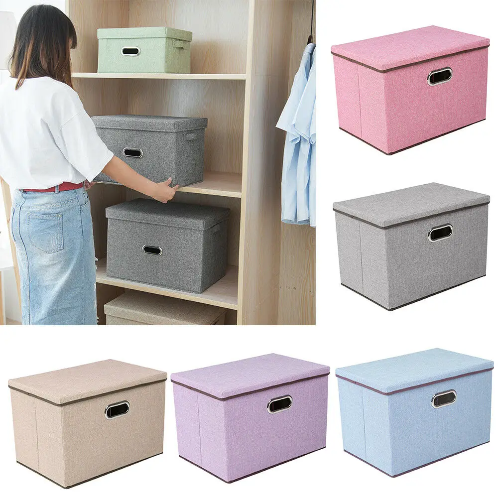 

Foldable Fabric Clothes Storage Box With Lid Drawer Sundries Underwear Storage Bag For Toy Book Shelving Organizer Basket