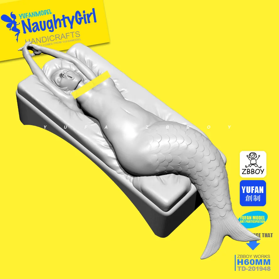 1/32 наборы из смолы, серия Naughty girl, рыба, Женский резиновый солдатик, самодельный TD-201948