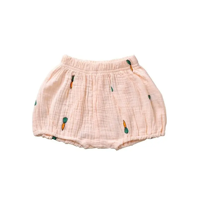 От 0 до 3 лет, детские шорты для новорожденных мальчиков и девочек, штаны с мультипликационным принтом, эластичная резинка на талии, трусики из льна - Цвет: Pink radish