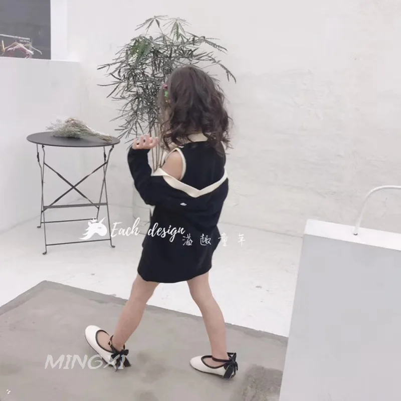 

Children's sweater 2019 Autumn New Kids Set Girls Knitted 2 Piece Black Lady