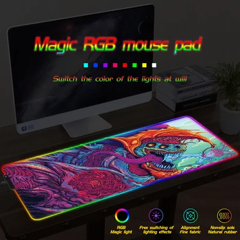 

FFFAS Gun Gaming Mouse Pad RGB Large Gamer Mousepad USB LED Lighting Backlit Rainbow Computer Mat Keyboard Desk Pad for CSGO