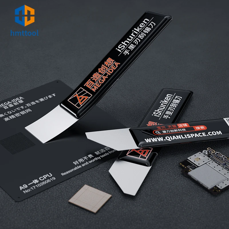 QIANLI Stainless Steel Solder Paste Scraping Knife Tin Scraper Planting Repair Tool For BGA Stencil Reballing Kit