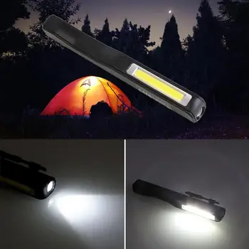 

Rechargeable LED Work Lamp Flashlight Pen COB Working Light Outdoor Lighting Torch Clip Hand