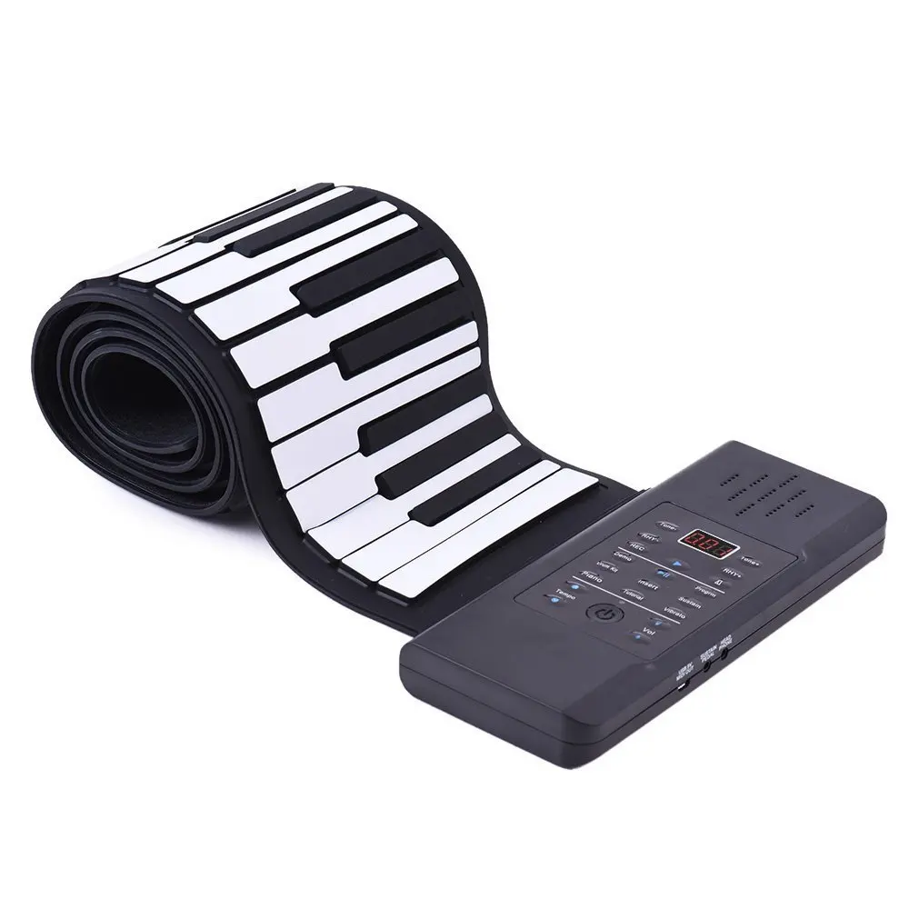 Портативный 88-ключ складной силиконовый скрученные вручную клавиатура с утепленной курткой ручного рояля с аккорд версия