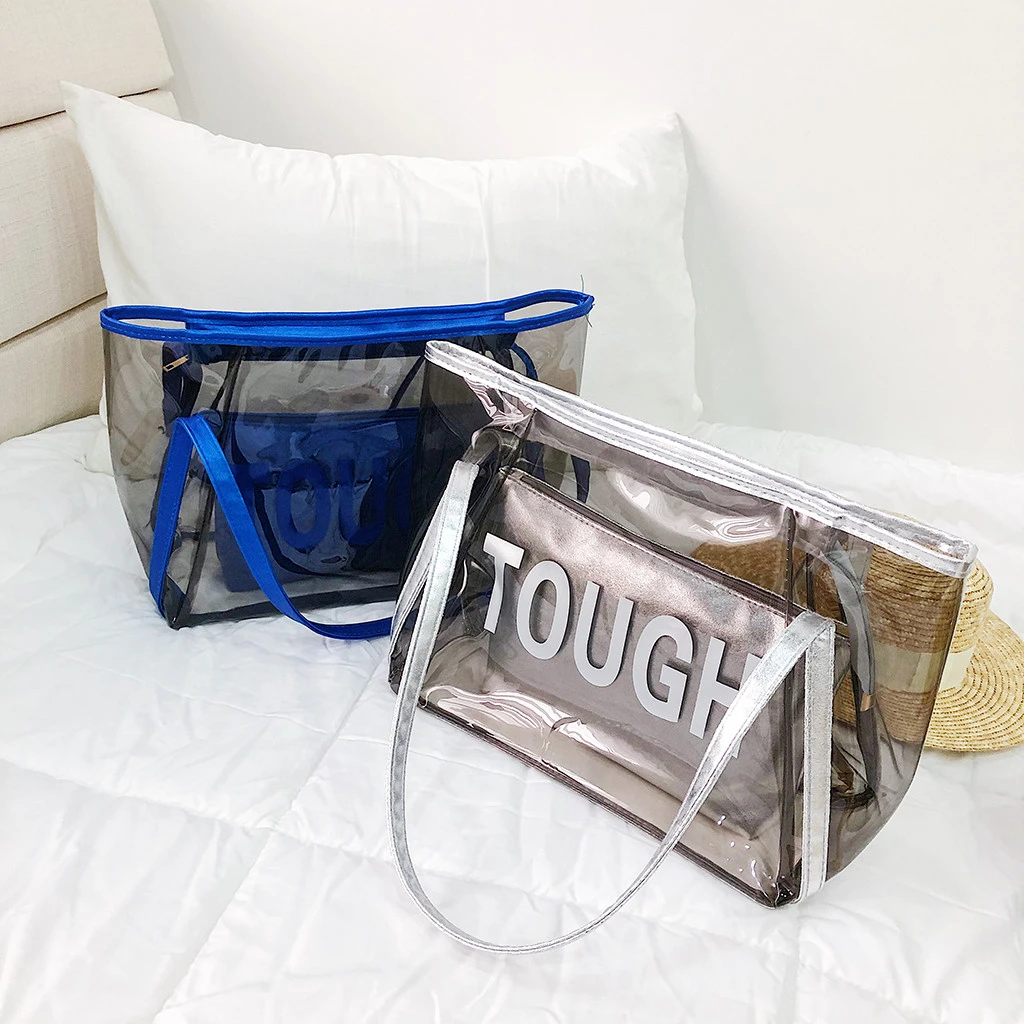 Clear Transparent PVC Shoulder Bags Women Candy Color Jelly Bags Purse Handbags Beach Travel Crossbody Shopping Totes 821