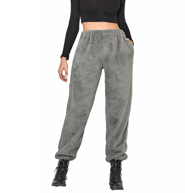 Women Casual Furry Plush Sweatpants 