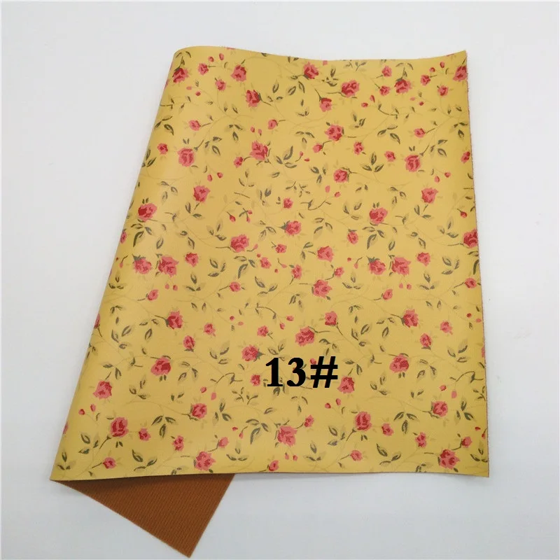 13 Glitterwishcome 21X29 см A4 размер цветы напечатаны искусственная кожа ткань, напечатаны Синтетическая кожа листы для бантов, GM468A - Цвет: 13