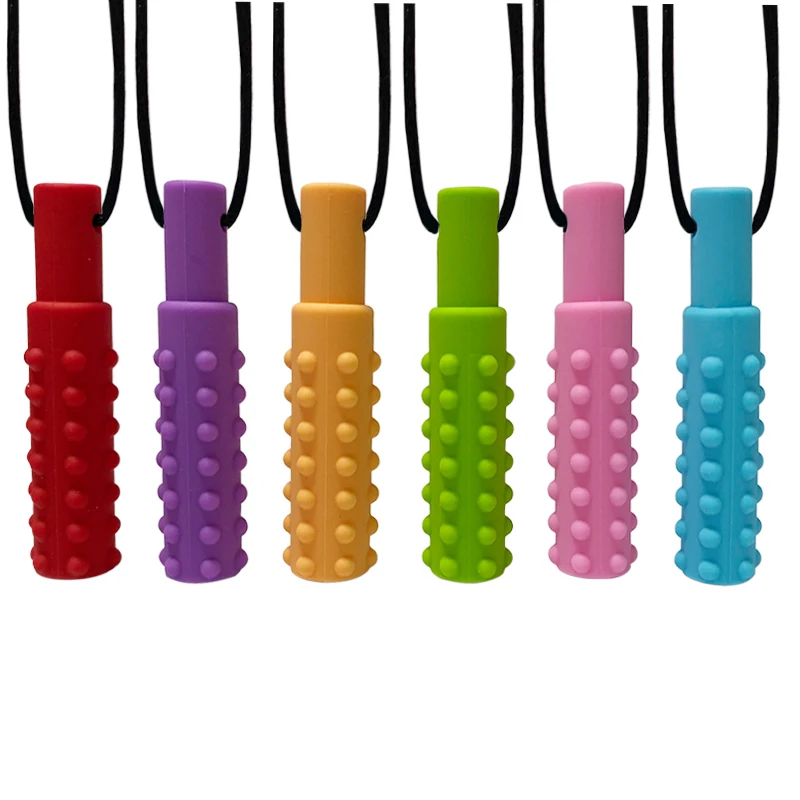 10pcs Baby Silicone Teether Kids Chew Necklace Sensory Chewy Pendant Oral Motor Toys Therapy Tools for Autism chidren's goods 4