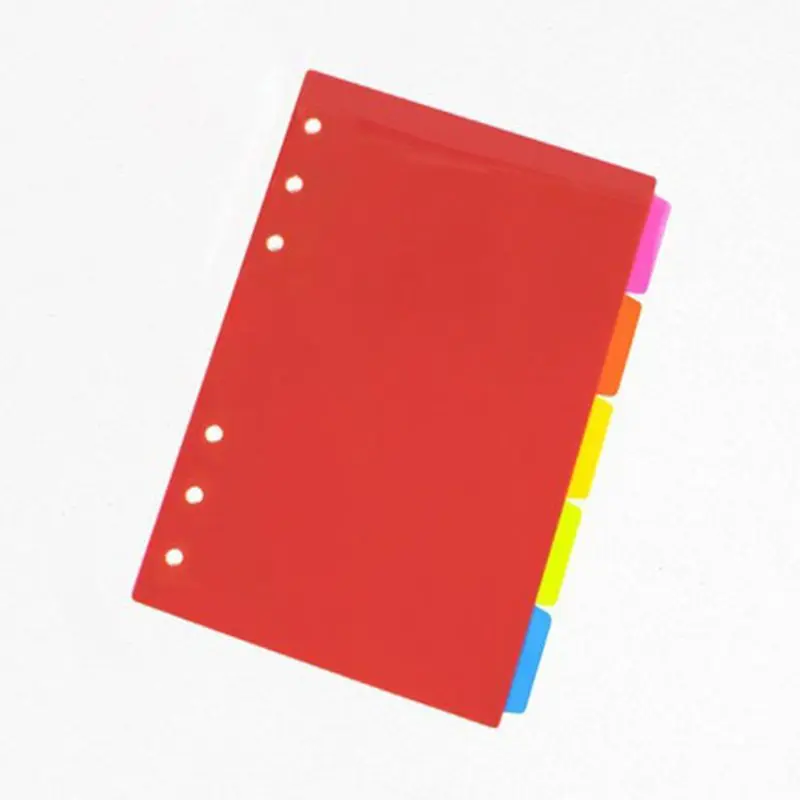1Set Loose Leaf Binder Index Separator PP Colorful 6 Hole Page Dividers notebook binder divider