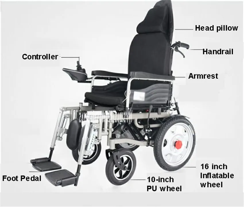 Литиевая батарея с высокой спинкой откидывающаяся электрическая инвалидная коляска 15 км/20 км старше для инвалидов складной скутер мотороллер для людей с особыми потребностями 12AH/20AH