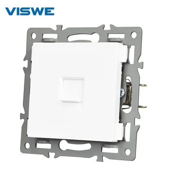 

VISWE EU Standard Power Socket DIY Parts, White Plastic Materials,Function Key For Telphone socket,Electrical Outlet Accessories