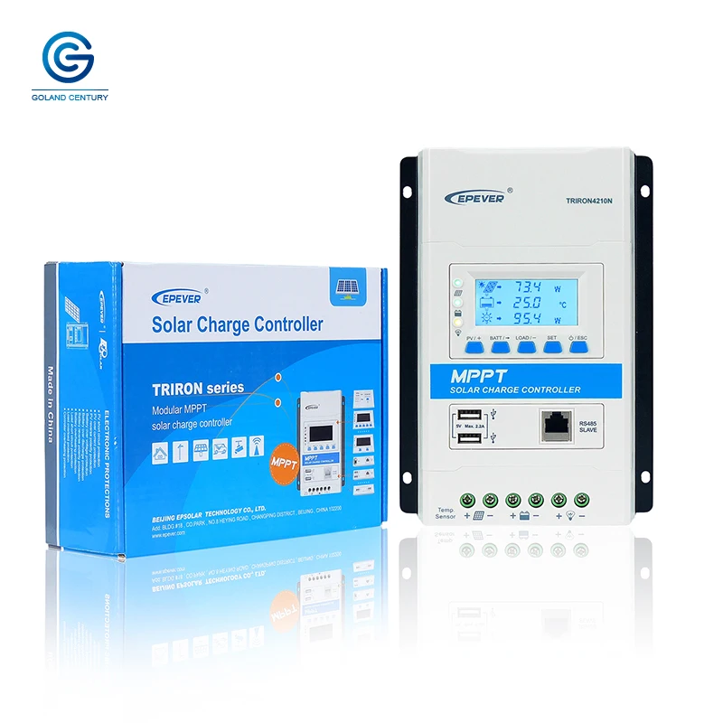 EPEVER TRIRON MPPT 10A 20A 30A 40A Солнечный Контроллер заряда 12 в 24 в автоматический черный светильник ЖК-Модульный солнечный регулятор DS2 UCS модуль - Цвет: Triron4210N