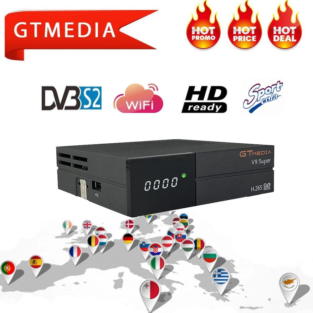 

DVB-S2 H.265 Built-in WiFi GTMedia V9 Super Satellite Receiver with 1 Year Spain Europe Cline GTmedia V8 NOVA V9 Super Receptors