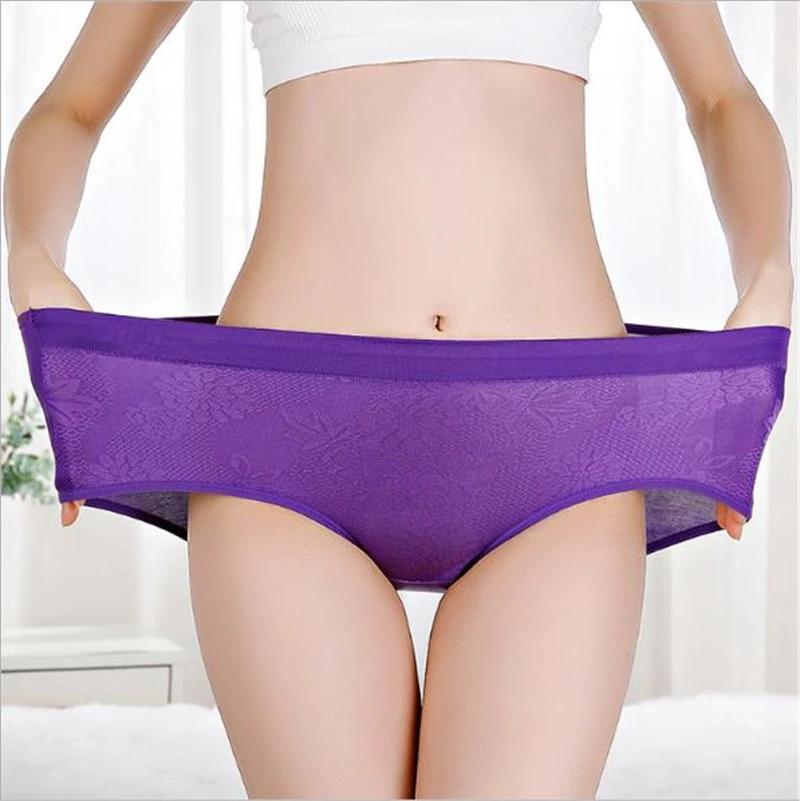 638 Women's Briefs Solid Comfortable Cotton Flower High Waist