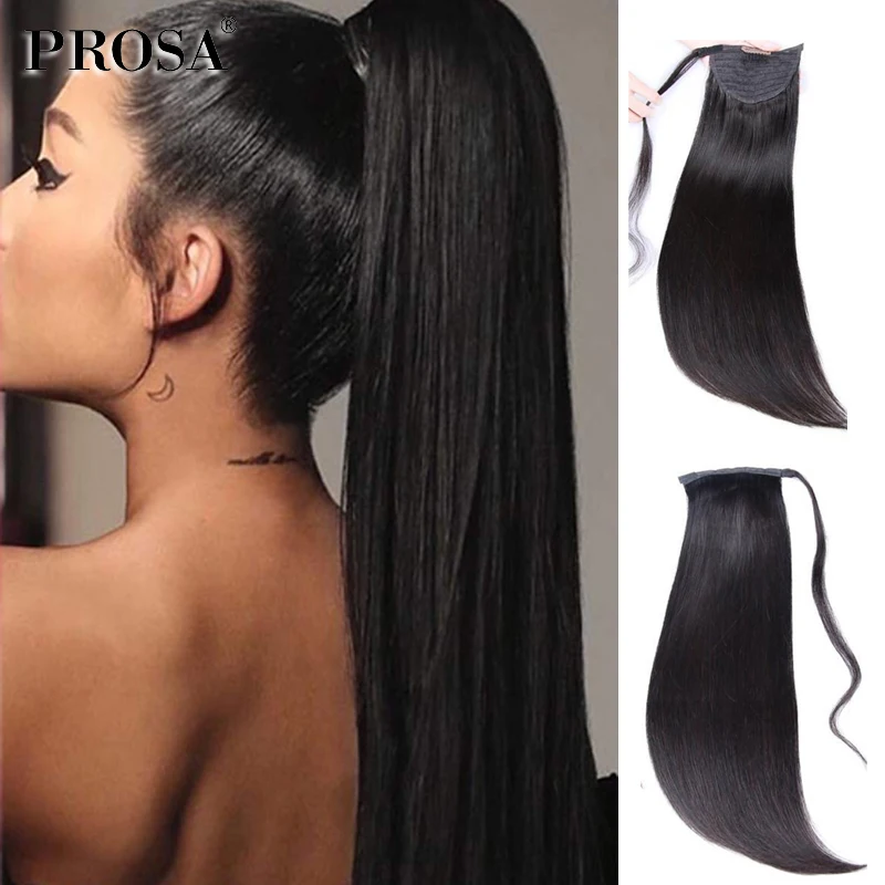 

Straight Ponytail Extension Human Hair Wrap Hairpiece Natural Pony Tail Brazilian Hairpieces Human Hair Pieces Ponytail Prosa