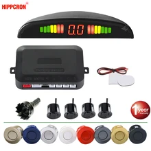 Hippcron czujnik parkowania LED samochodowy zestaw 4 czujniki 22mm czujnik cofania alarm dźwiękowy System wskaźników 8 kolorów
