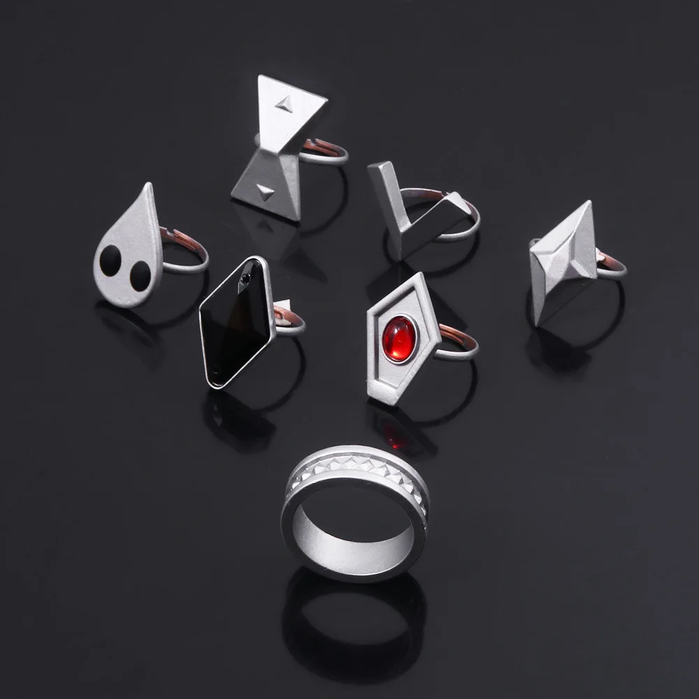 Jeu Genshin Impact Hu Tao Ring, Accessoires de cosplay, Ensemble de matiques, Personnages de projet, Anime Metal Ring, Cadeau pour unisexe, 7 pièces