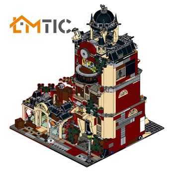 

BuildMOC Modular Haunted High School Buildings House Set with Light Street Architecture Brick Blocks Collection Toys Children