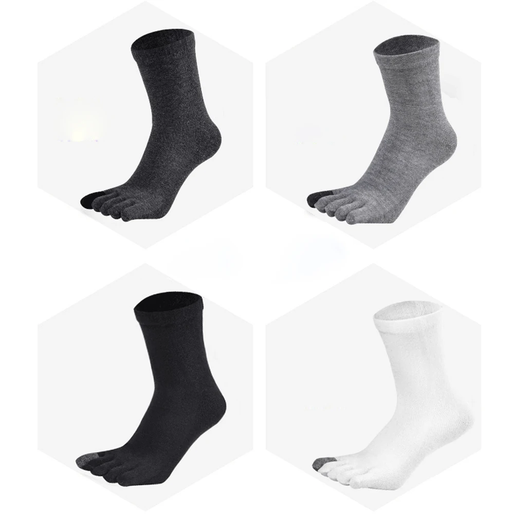 Осенне-зимние мужские носки с пятью пальцами противоскользящие хлопковые дышащие спортивные носки средней длины без пятки носки со стойкой