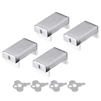

4 Pack Sliding Window Locks Sets with Keys Aluminum Alloy Door Frame Security Lock Stop Adjustable Safety Window Locks