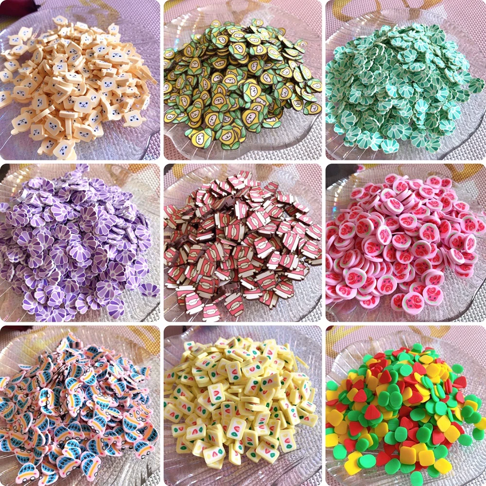 Mix Polymer Clay Sprinkles - fake food - slime supplies - fake dessert -  kawaii - fimo slices - clouds - candy - peppermints - stars