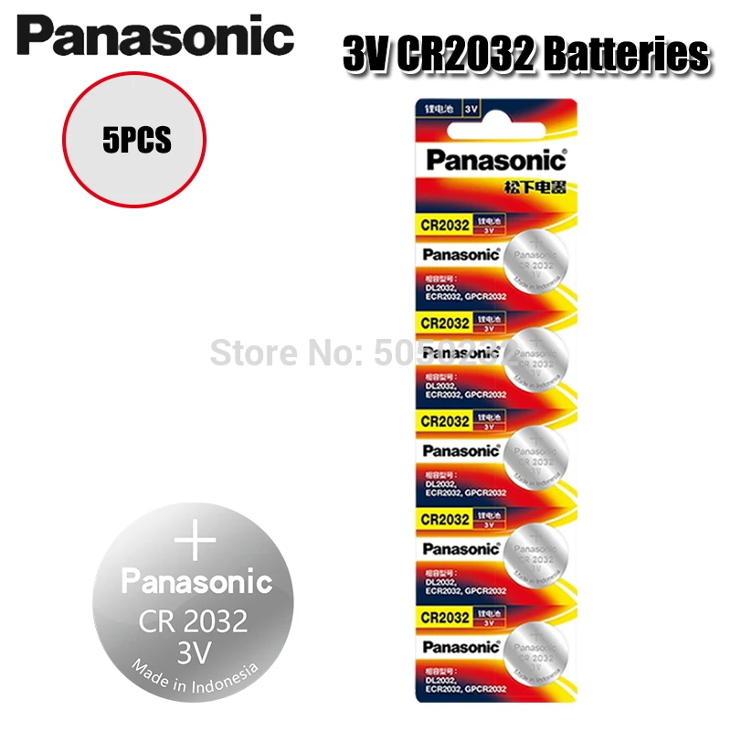 PANASONIC-Pila de botón cr2032 3v, 5 uds., original, completamente nueva, para reloj remoto, ordenador, electrónico, cr 2032
