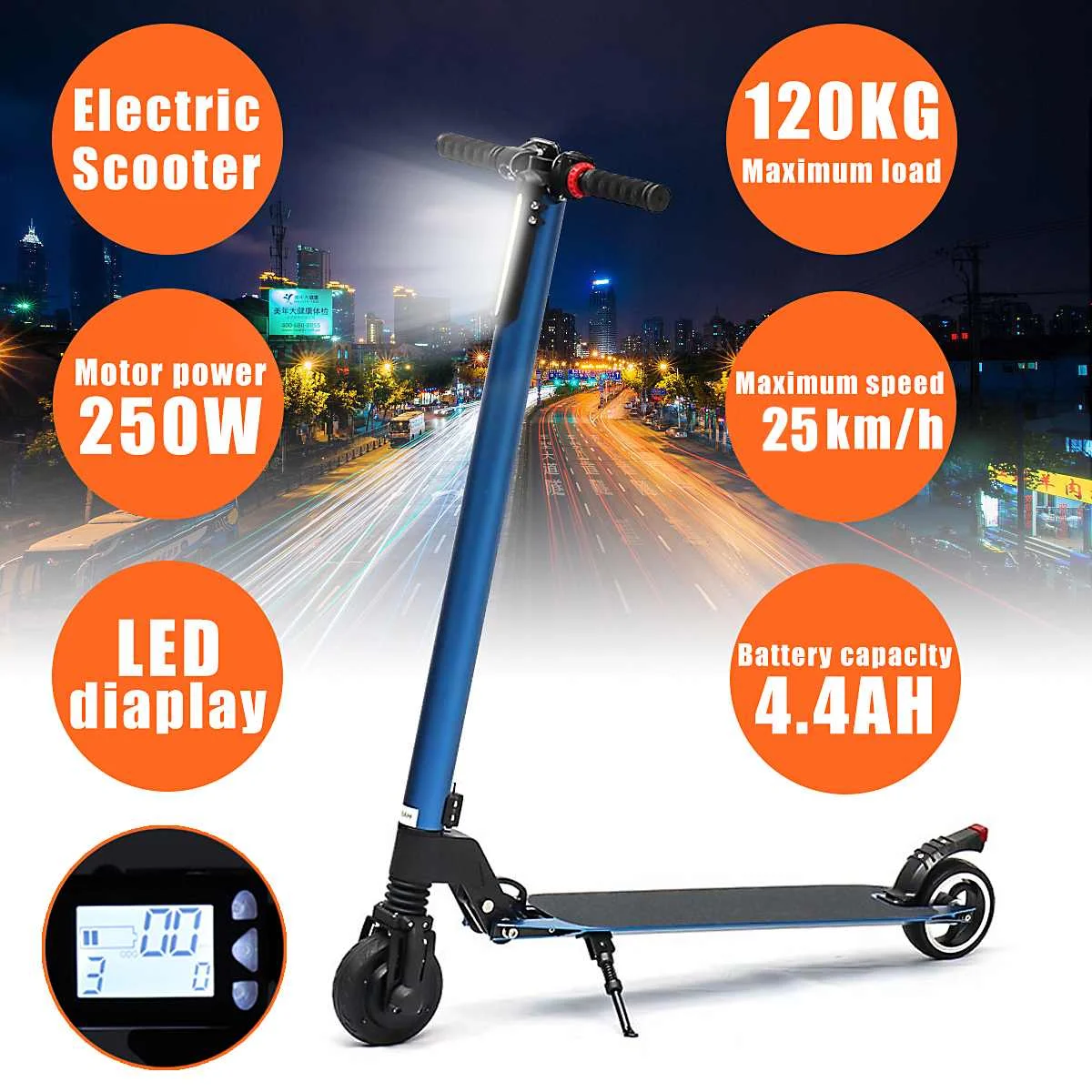 

5 Inch 25KM/h LCD Display Electric Scooter 24V 250W Strong Powerful Foldable Electric Bicycle Bike Motorcycle Scooters