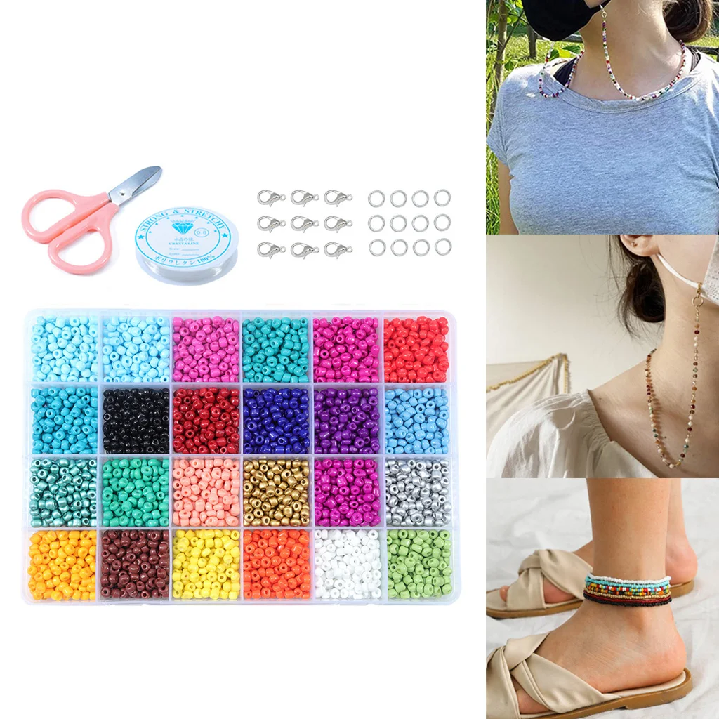 14523Pcs Loose Crafts Glass Seed Beads Charms for Bracelets DIY Jewelry Making