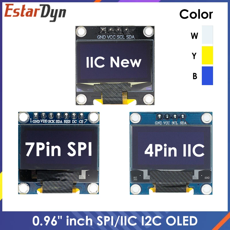 Original 0.96 "oled spi/iic i2c branco/azul/amarelo azul 0.96 polegadas módulo oled 128x64 oled lcd módulo de exibição led para arduino|Módulos LCD| -