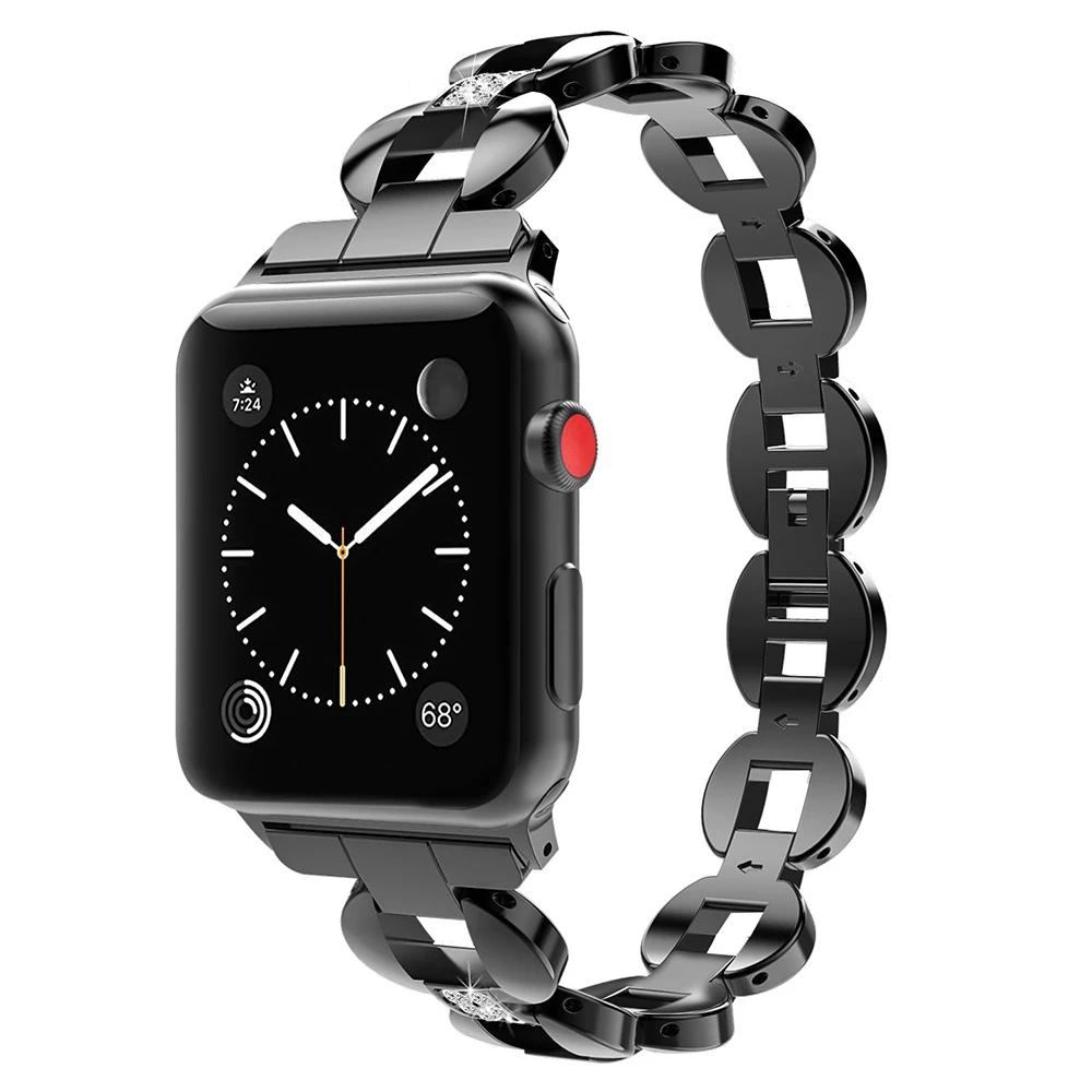 Роскошный металлический ремешок из нержавеющей стали для Apple Watch Band 38 мм 42 мм 40 мм 44 мм ремешок с драгоценными камнями для Iwatch Series 4 3 2 1