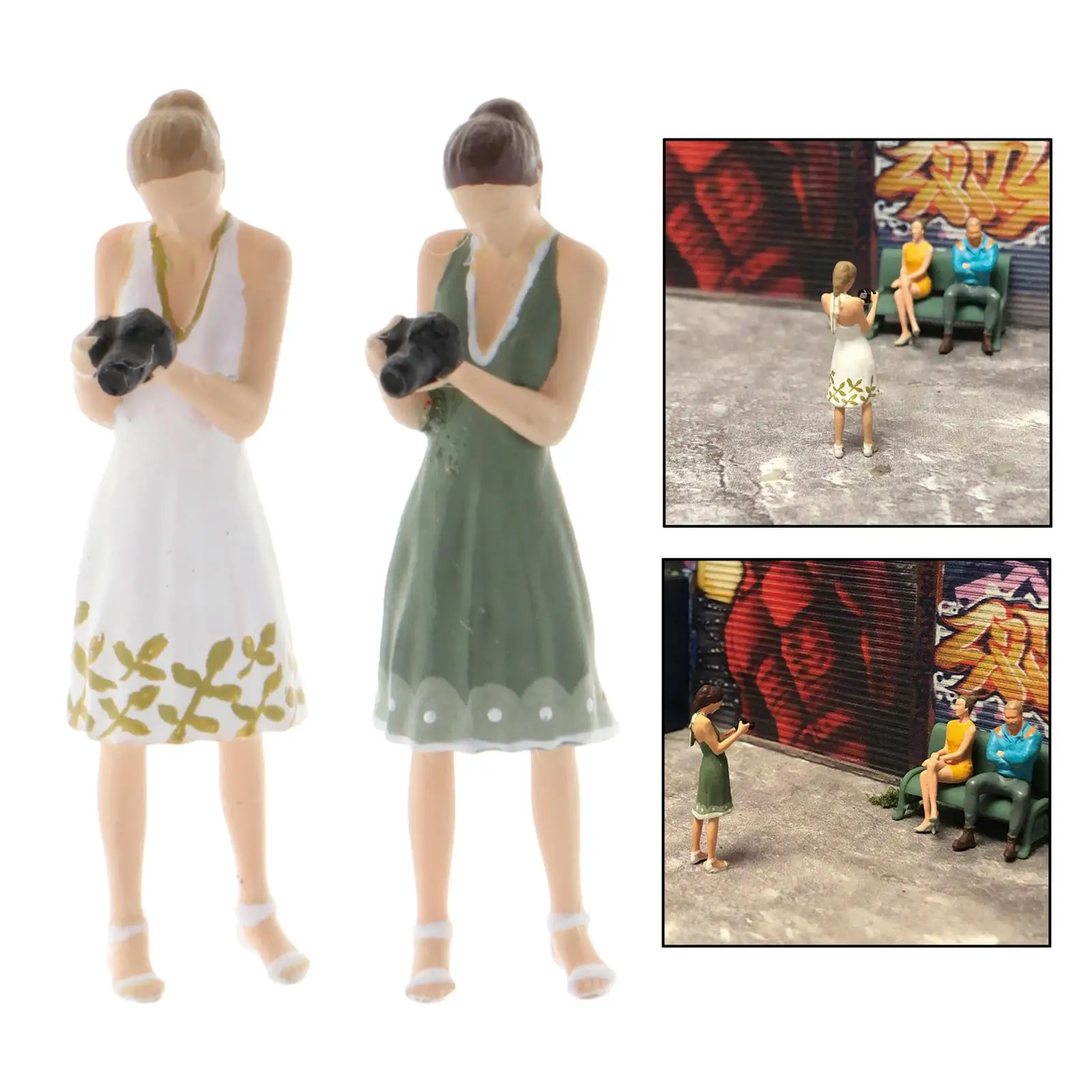 1/64 Painted Girl Photograph Girls - Scene Setters Figures Suit Scene People Female DIY Building Models