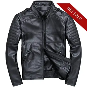 

2020 Black Men American Style Motorcycle Leather Jacket Large Size XXXXXL Genuine Cowhide Autumn Slim Fit Biker's Leather Coat