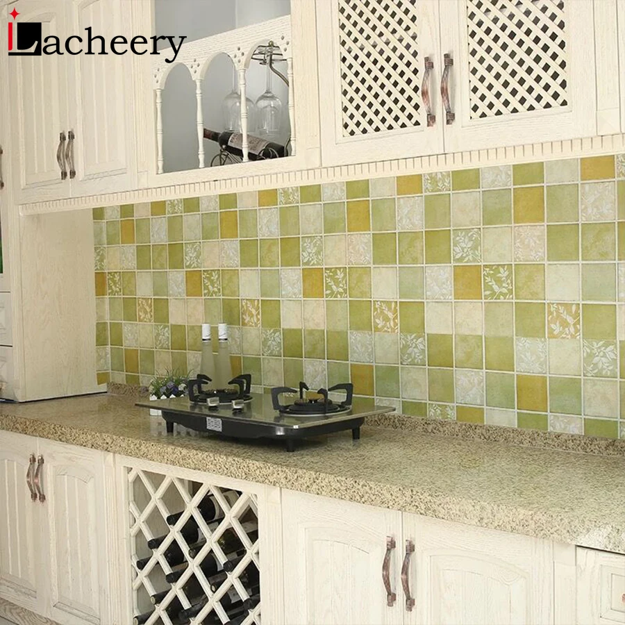 Modern Kitchen Oil Proof Decorative Film Pvc Mosaic Tile Wallpaper