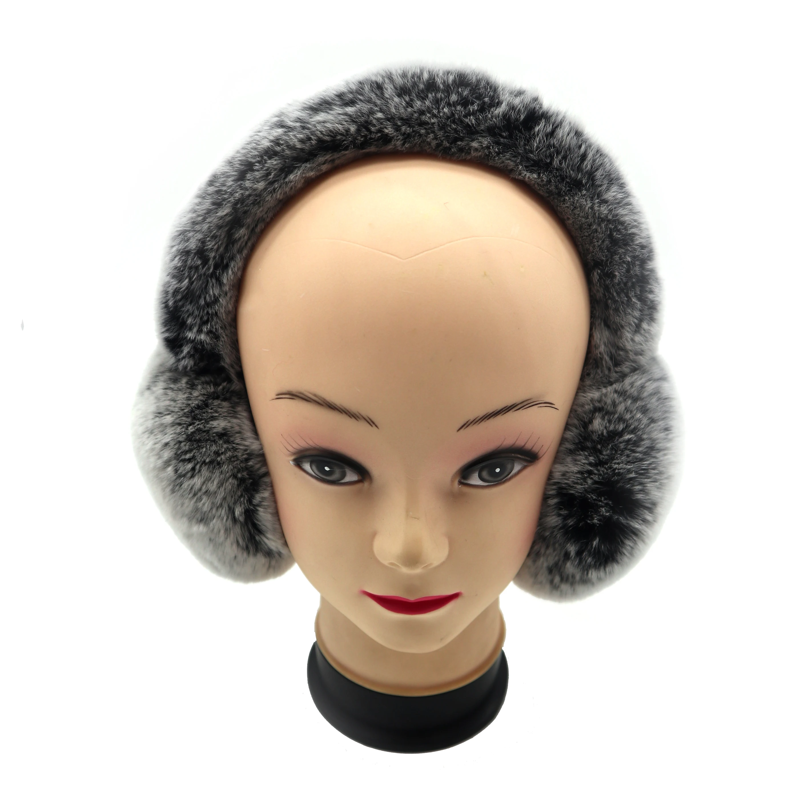 

Real fur 2019 new fashion novel warm and comfortable quality is light and easy to carry rex rabbit hair full earmuffs