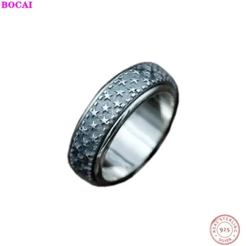 

BOCAI Sterling Silver 925 rings Thai silver vintage fashion personality men and women's ring 2020 new pure silver rotating ring