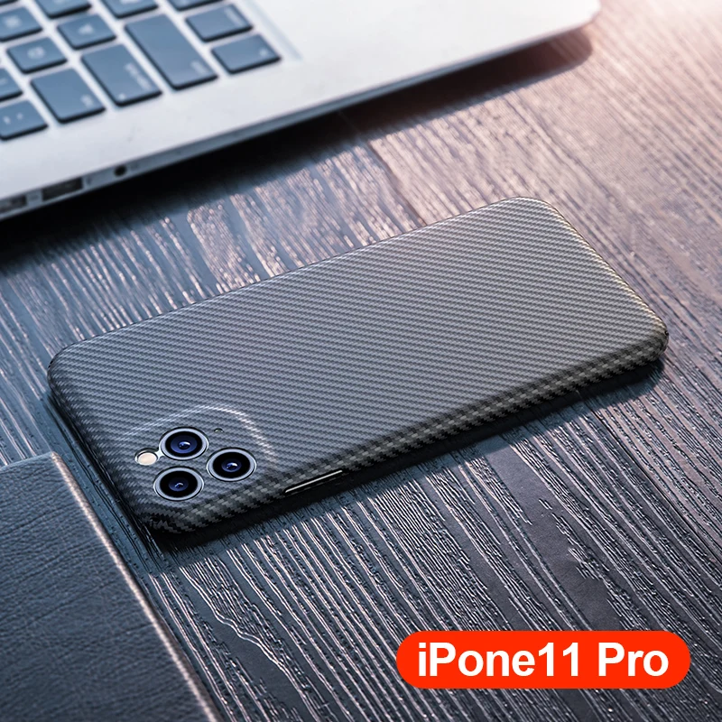 100% For iPhone 11Pro 5.8 inch Real Carbon Fiber Material 0.6mm Thin Slim Camera Lens Full Body Protective Case Cover |