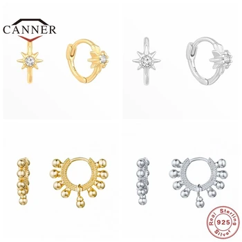 

CANNER Real 925 Sterling Silver INS Style Fashionable Hoop Earrings For Women Zircon Piercing Earring Earings Jewelry Pendientes