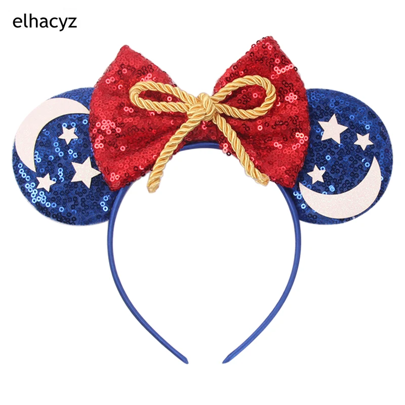 Fashion Star Moon Mouse Ears Headband For Women Girls Party Leopard Hairband Kids Sequin Bow Female Cute 2024 Hair Accessories брелок fashion mouse brown