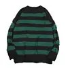 Black Stripe Sweaters Destroyed Ripped Sweater Men Pullover Hole Knit Jumpers Men Oversized Sweatshirt Harajuku Long Sleeve Tops 2