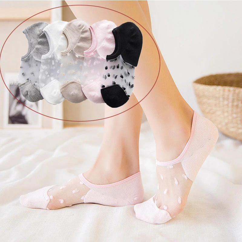 1 Pair Elegant Women Girls Cotton Comfortable Solid Knit Spring Summer Wear Invisible Socks
