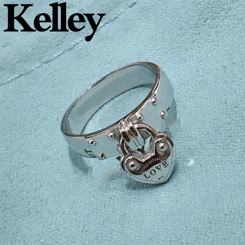 

Kelley high quality original Tiff 925 sterling silver ring heart lock shape brand design ladies fashion jewelry couple gift