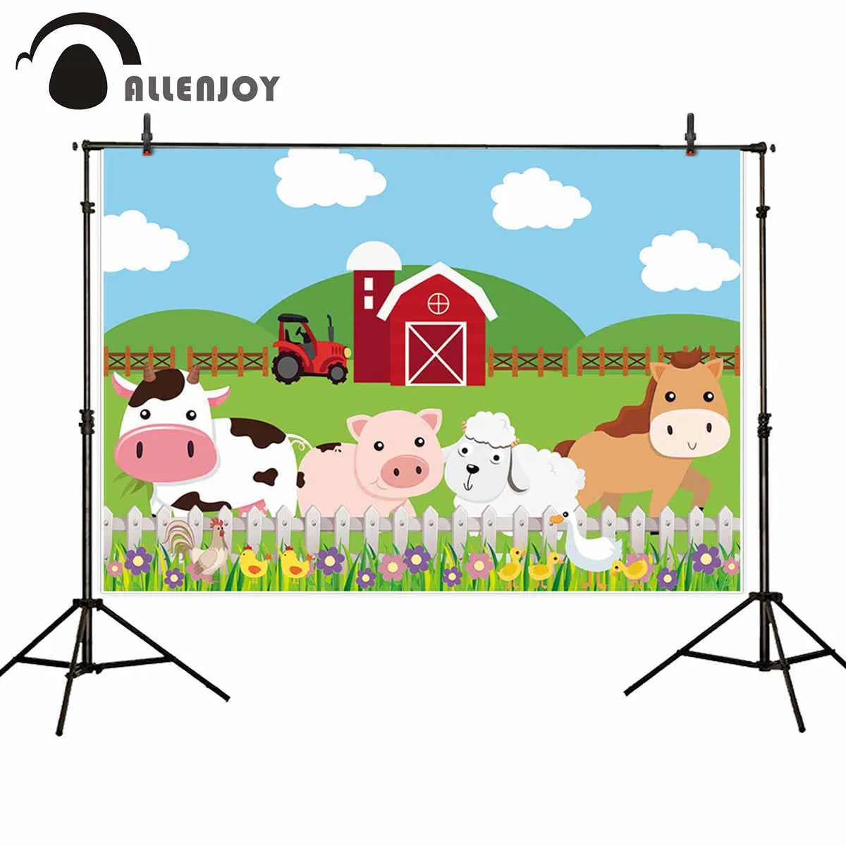 

Allenjoy photographic backgrounds farm animals cloud grass kids birthday newborn baby shower backdrop photophone photocall