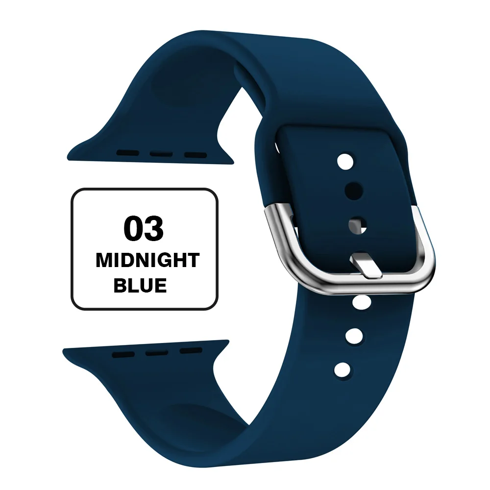 Band for Apple Watch 4 40mm 44mm Soft Silicone Sport Breathable Bracelet Strap for iWatch Series 5 4 3 2 1 correa 38mm 42mm - Цвет ремешка: Midnight blue