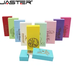 JASTER – clé USB 2.0 avec LOGO gratuit, carrés colorés en bois créatifs, capacité réelle, 4 go/8 go/16 go/32 go/64 go, offre spéciale 