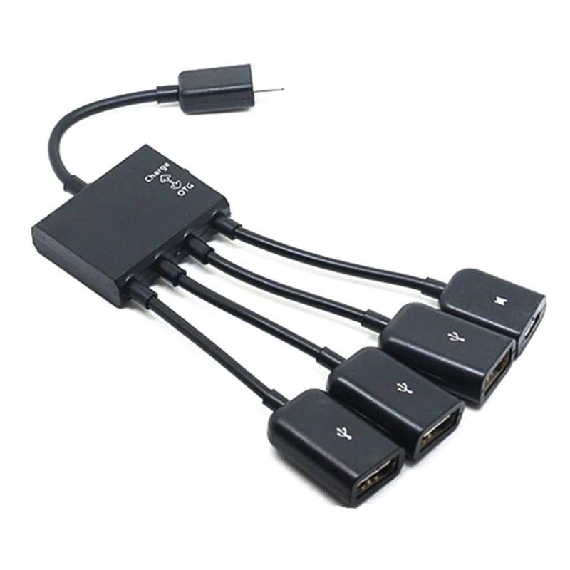 black Многофункциональный USB 2,0 4 в 1 микро USB хост OTG зарядный концентратор Шнур адаптер сплиттер для смартфонов Android планшет черный кабель - Цвет: black
